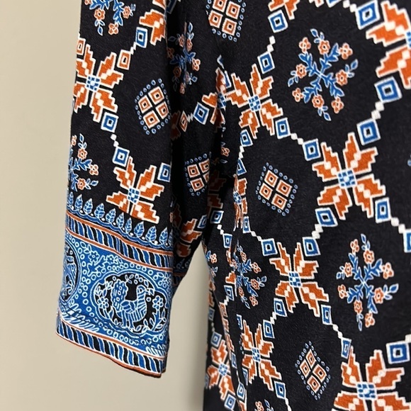 Sandro Paris Shirt Lamaar Printed Tie Front Quilt Print Top Blouse Sz M - Picture 7 of 13